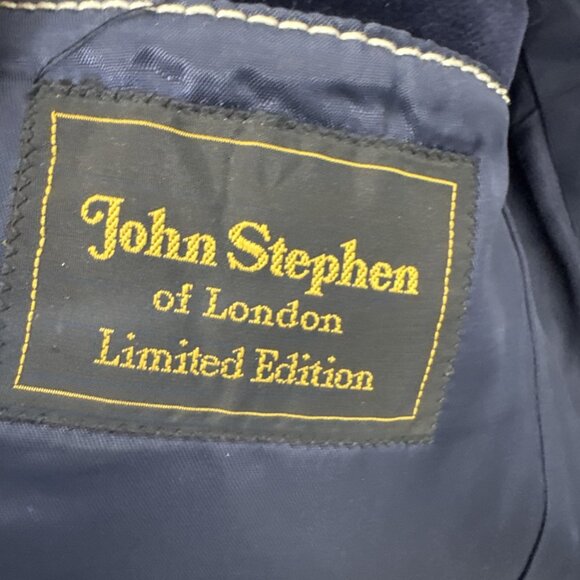 Vintage John Stephen Of London Limited Edition Men 38 Blue Velvet Blazer - Picture 8 of 9
